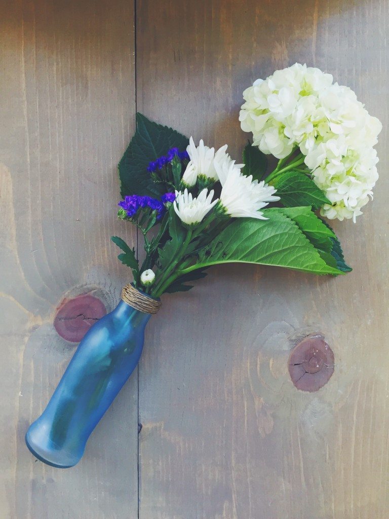 DIY Upcycled Sea Glass Flower Vases