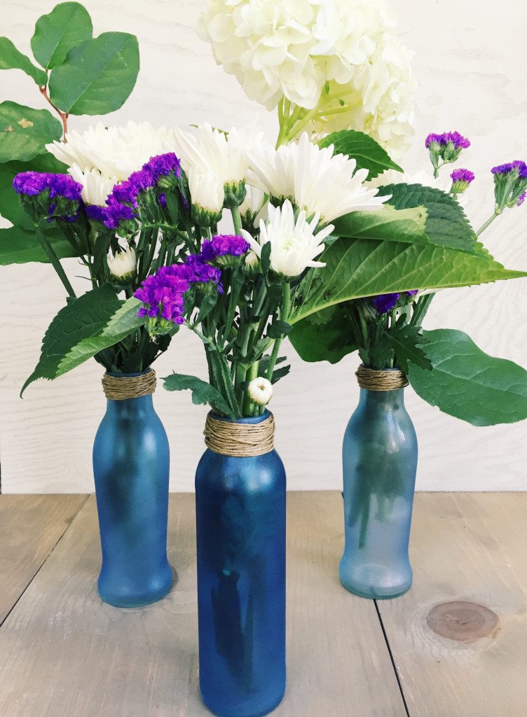 DIY Upcycled Sea Glass Flower Vases