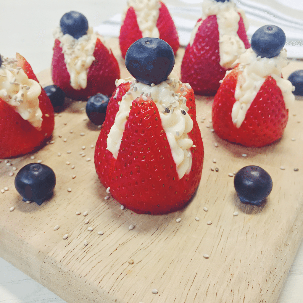 Cheesecake Filled Strawberries With Chia