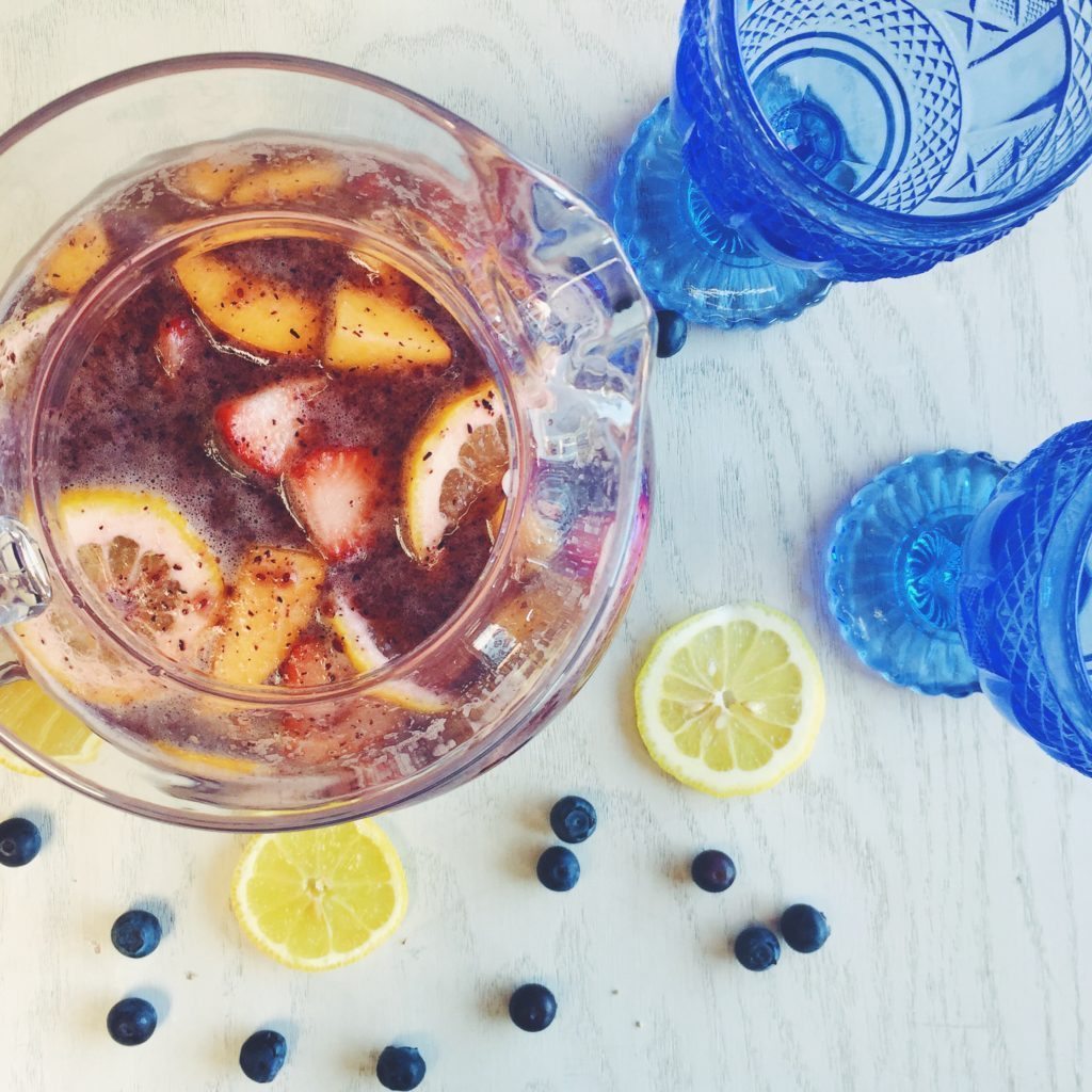 Red, White and Blue Sangria With Chia