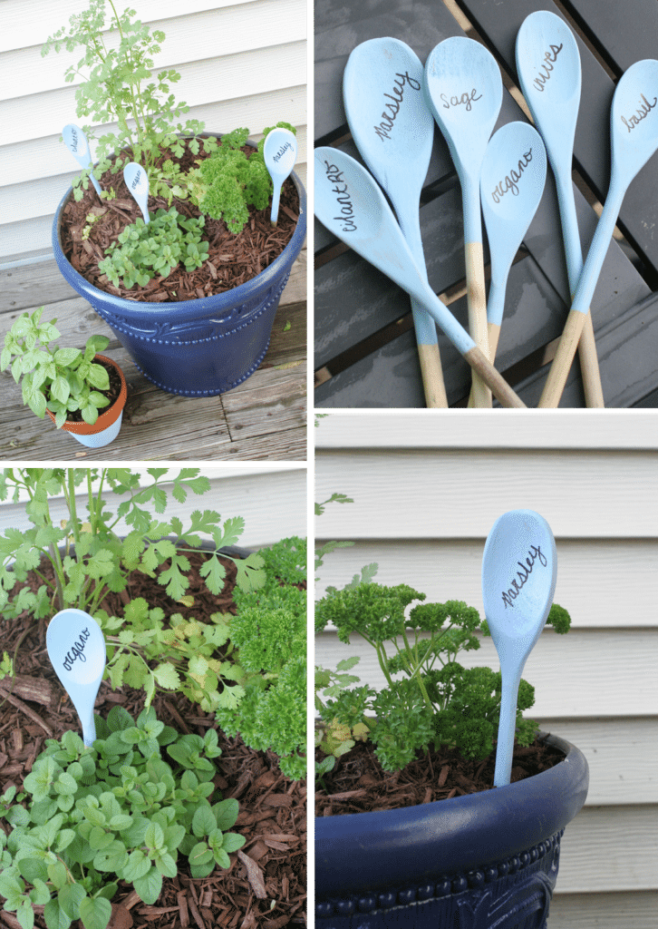 herb markers painted planters